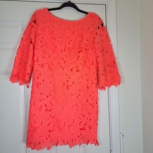 Ark&Co Women Coral Peach Lace  Mini Dress . Size S